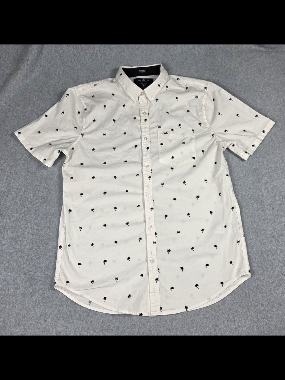 Hollister Short-Sleeve Palm Print Shirt - White
